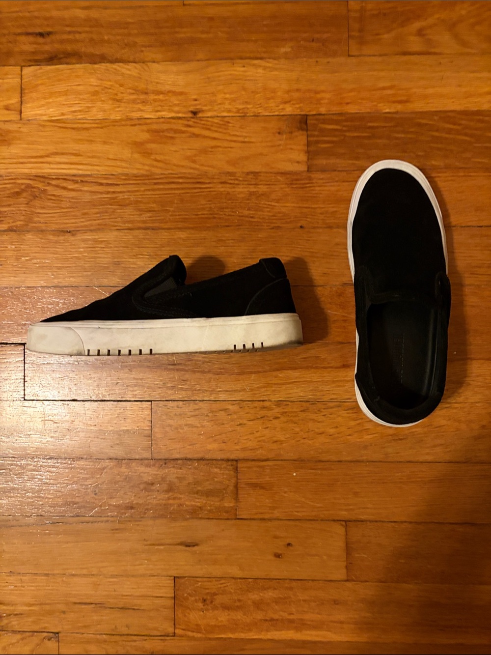 Steve Madden Black Slip-On Suede Sneakers with White Sole